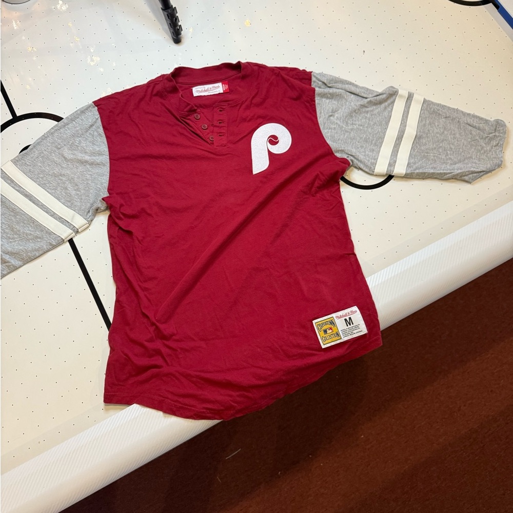 Mitchell & Ness Red and Gray softball style Jersey